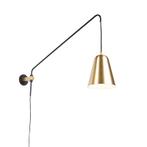 Retro wandlamp goud/messing met kap - Demi, Nieuw, Overige materialen, Retro