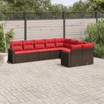 vidaXL 9-delige Loungeset met kussens poly rattan bruin, Tuin en Terras, Verzenden, Nieuw, Rotan, Loungeset