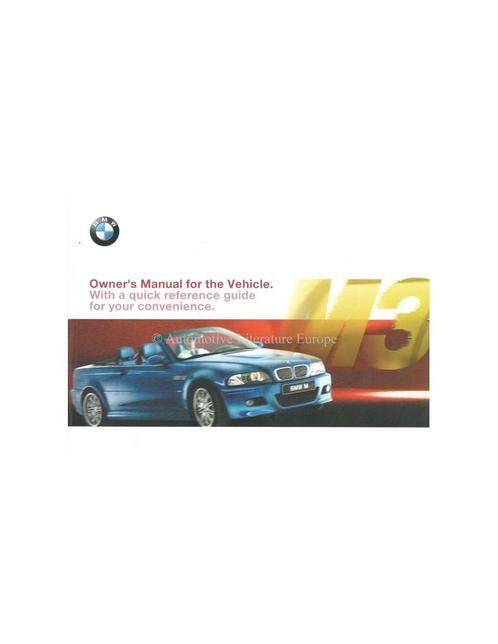 2002 BMW M3 CABRIOLET INSTRUCTIEBOEKJE ENGELS, Auto diversen, Handleidingen en Instructieboekjes