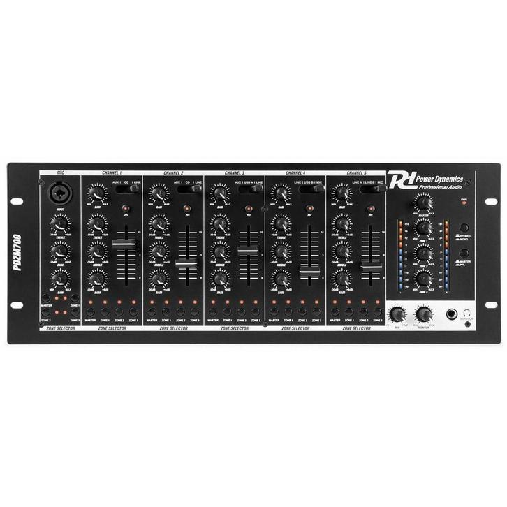 Retourdeal - Power Dynamics PDZM700 installatiemixer met 4 z, Muziek en Instrumenten, Dj-sets en Draaitafels, Zo goed als nieuw