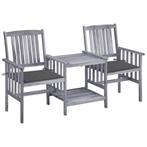 vidaXL Tuinstoelen met tafeltje en kussens massief, Tuin en Terras, Verzenden, Nieuw, Hardhout, Tuinset