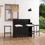 vidaXL 5-delige Tuinbarset met kussens zwart, Verzenden, Nieuw, Rotan, 4 zitplaatsen