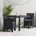 vidaXL Tuin Eetset 3 pcs Antraciet Polt riet, Verzenden, Nieuw, Rotan