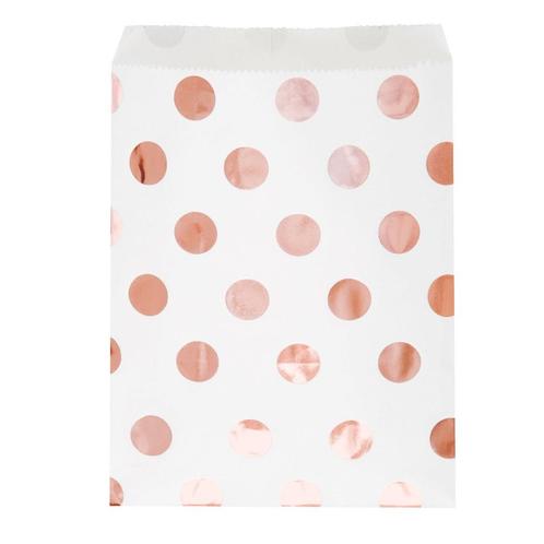 Uitdeelzakjes Rose Gouden Stippen 18cm 8st, Hobby en Vrije tijd, Feestartikelen, Nieuw, Verzenden