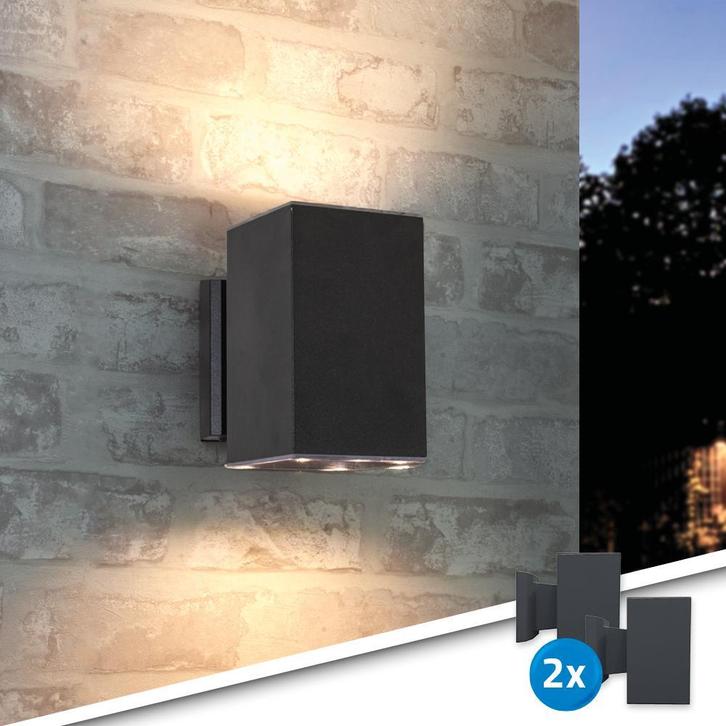 Solar wandlamp Sverre Recht Voordeelset van 2 stuks, Tuin en Terras, Buitenverlichting, Bewegingssensor, Licht-donker-sensor, Zonne-energie