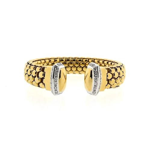 18 Krt. Bicolor gouden armband met diamant; 0,80 ct; Ø 55.., Sieraden, Tassen en Uiterlijk, Armbanden, Overige kleuren, Gebruikt