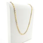 Bicolor gouden heren ketting met wiebertjes | 61 cm, Ophalen of Verzenden, Gebruikt, Overige kleuren, Goud