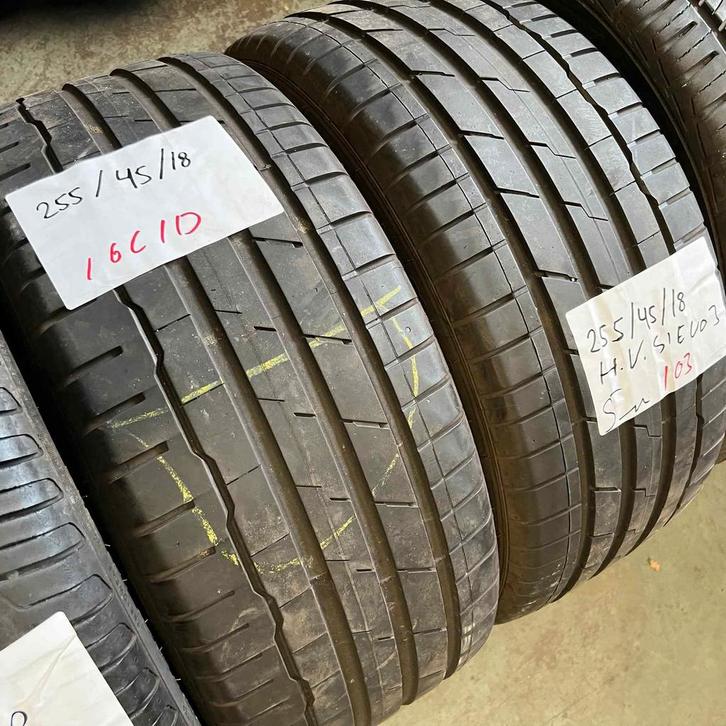 2 x Hankook Ventus S1 Evo3 255-45-18 Zomerbanden 5mm, Auto-onderdelen, Banden en Velgen, 18 inch, Zomerbanden, 255 mm, Personenwagen