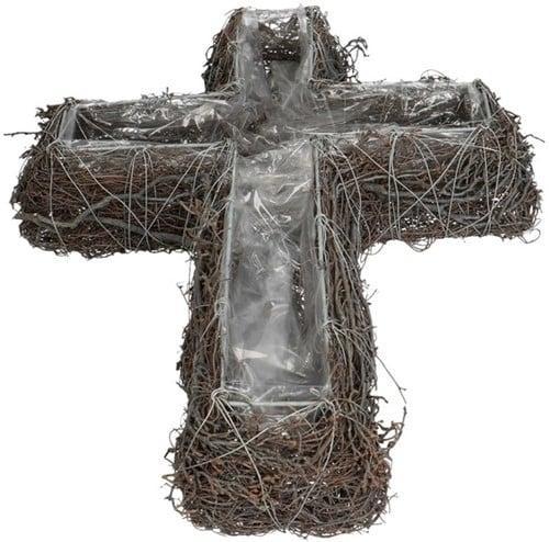 Planter Kruis Salim Naturel met folie 40x30 cm, Huis en Inrichting, Woonaccessoires | Kunstplanten en Kunstbloemen, Nieuw, Ophalen of Verzenden