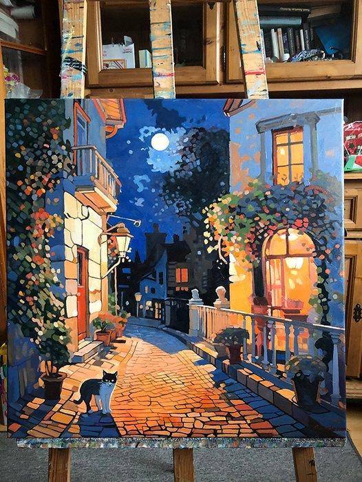 Bondero - A quiet evening in Barcelona, Antiek en Kunst, Kunst | Schilderijen | Modern