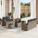 vidaXL 8-delige tuinset met kussens - Grijs Poly Rattan, Verzenden, Nieuw, Rotan, Tuinset