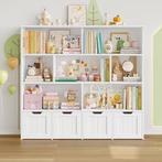 Kinderboekenkast met 4 Rolbakken en 8 Planken 125,5×33×118cm, Huis en Inrichting, Verzenden, Nieuw