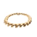 Gouden fantasieschakel armband | 22,5 cm (solide armband), Ophalen of Verzenden, Gebruikt, Overige kleuren, Goud