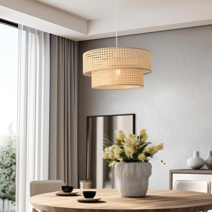 Design hanglamp Ascot 12xØ40 cm E27 wit rotan look lux.pro, Huis en Inrichting, Lampen | Hanglampen, Verzenden