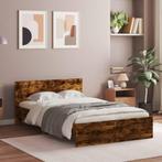 vidaXL Bedframe met hoofdeinde gerookt eikenkleurig 135x190, Bruin, Verzenden, 190 cm of minder, Overige maten