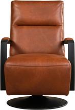 Cognac leren industriële draaifauteuil - staal zwart frame m, Huis en Inrichting, Fauteuils, Nieuw, Ophalen of Verzenden, Modern