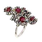 Zonder Minimumprijs - Ring Zilver Robijn - Saffier -, Sieraden, Tassen en Uiterlijk, Ringen, Nieuw