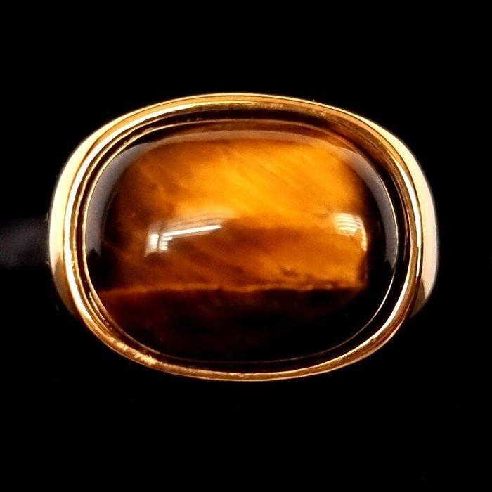 Massieve chevalière - Uitzonderlijk - Cabochon - Tijgeroog -, Antiek en Kunst, Antiek | Boeken en Bijbels