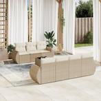 vidaXL 8-delige Loungeset met kussens poly rattan beige, Verzenden, Nieuw, Rotan, Loungeset