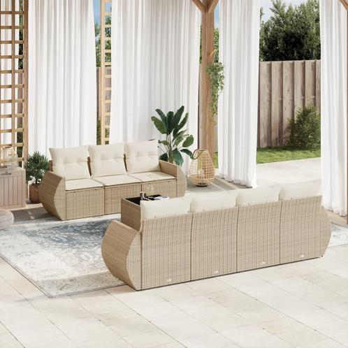 vidaXL 8-delige Loungeset met kussens poly rattan beige, Tuin en Terras, Tuinsets en Loungesets, Loungeset, Nieuw, Rotan, Verzenden