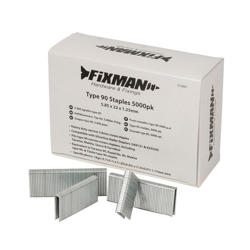 Fixman Type 90 nietjes - smalle kroon - 22 mm - 5000 stuks, Doe-het-zelf en Verbouw, Overige Doe-het-zelf en Verbouw, Nieuw, Ophalen of Verzenden