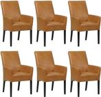 Set van 6 Cognac leren landelijke eetkamerstoelen - Granada, Overige kleuren, Nieuw, Leer, Ophalen of Verzenden