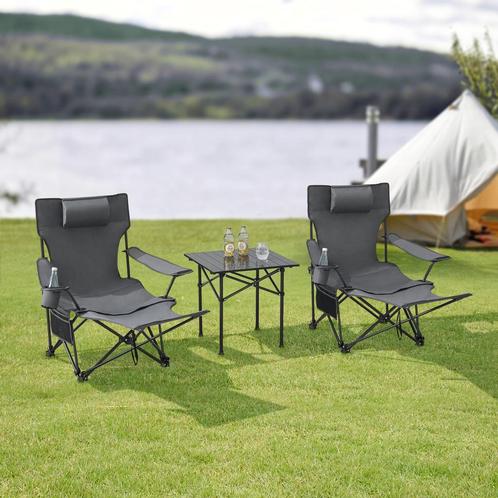 Tuinset Bellante 3-delig campingset opvouwbaar grijs casa.pr, Tuin en Terras, Tuinsets en Loungesets, Nieuw, Verzenden