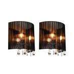 Set van 2 wandlampen chroom met zwarte kap - Ann-Kathrin 2, Huis en Inrichting, Nieuw, Overige materialen, Landelijk