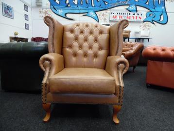 Exclusieve Chesterfield Fauteuil – Type: King !!  Bruin Leer beschikbaar voor biedingen