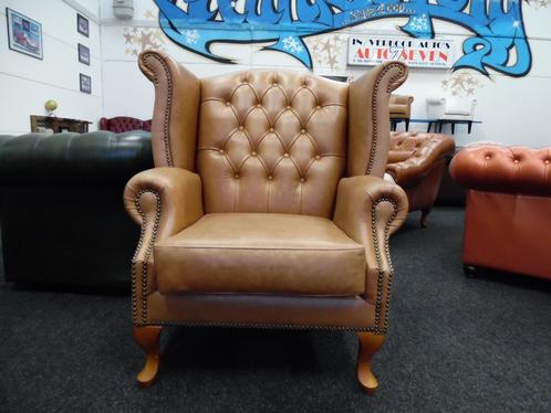 Exclusieve Chesterfield Fauteuil – Type: King !!  Bruin Leer, Huis en Inrichting, Fauteuils, Zo goed als nieuw, Leer, Ophalen