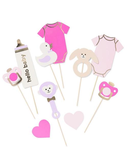 HEMA Party props baby roze 8-delig, Hobby en Vrije tijd, Feestartikelen, Nieuw, Verzenden