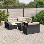 vidaXL 11-delige Loungeset met kussens poly rattan zwart, Tuin en Terras, Tuinsets en Loungesets, Meer dan 8 zitplaatsen, Nieuw