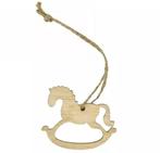 10 Houten decoratie hobby paard naturel met koordje: 6,95, Hobby en Vrije tijd, Feestartikelen, Verzenden, Nieuw, Versiering, Geboorte of Huwelijk