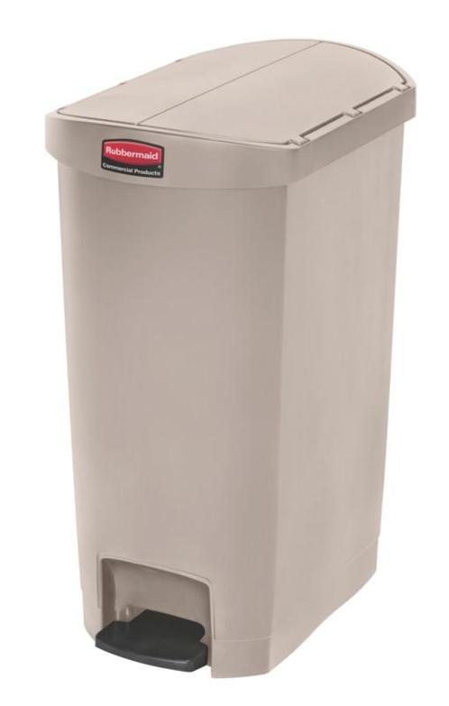 Afvalbak Slim Jim Step on End step kunststof 50ltr Beige, Huis en Inrichting, Woonaccessoires | Prullenbakken, Verzenden
