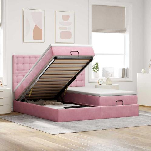 vidaXL Ottoman bed met matrassen 180x200cm fluweel roze, Huis en Inrichting, Slaapkamer | Bedden, 80 cm, 200 cm, Eenpersoons, Nieuw