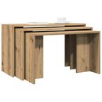 vidaXL 3-delige Tafeltjesset bewerkt hout artisanaal, Huis en Inrichting, Tafels | Bijzettafels, Verzenden, Nieuw