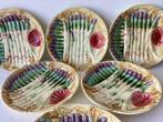 Zes Art Nouveau borden voor het degusteren van Asperges -