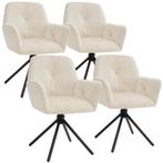 Draaibare fauteuil Lenia, gestoffeerd - Fluweel crème/zwart,, Huis en Inrichting, Stoelen, Verzenden, Nieuw