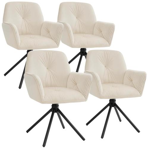 Draaibare fauteuil Lenia, gestoffeerd - Fluweel crème/zwart,, Huis en Inrichting, Stoelen, Verzenden