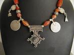 Zilver, Carneool - Halsketting - Marokko, Antiek en Kunst