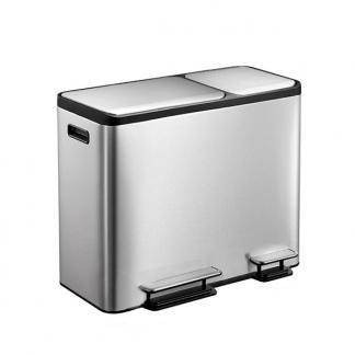Duo prullenbak - EKO - EcoCasa (30+15 liter, Mat RVS), Huis en Inrichting, Woonaccessoires | Overige, Nieuw, Verzenden