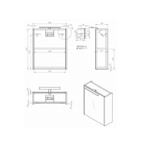 Best-Design Happy MDF Spiegelkast + Verlichting 50x60cm, Doe-het-zelf en Verbouw, Sanitair, Ophalen of Verzenden