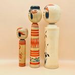 Set van 3 traditionele Japanse Kokeshi-poppen – Yamagata,, Antiek en Kunst
