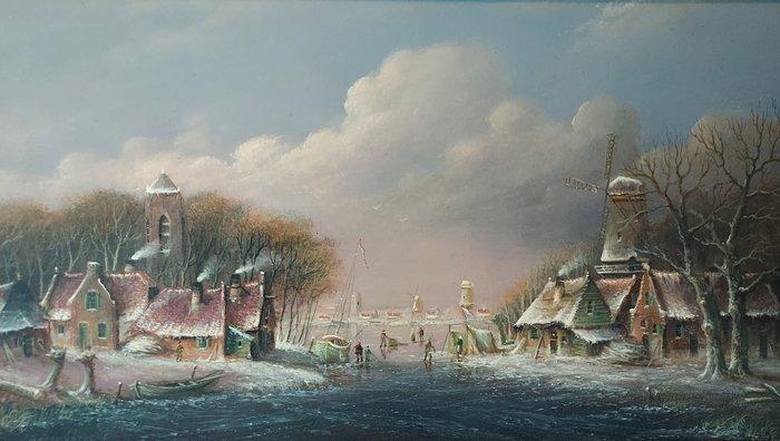 Thomas Heesakkers (1946-) - Winterlandschap, Antiek en Kunst, Kunst | Schilderijen | Klassiek