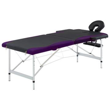 vidaXL Massagetafel inklapbaar 2 zones aluminium zwart en beschikbaar voor biedingen