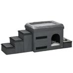 Kattenhuisje - LuxeKatten - Trappetjes - Voerbakjes - Grijs, Dieren en Toebehoren, Ophalen of Verzenden, Nieuw