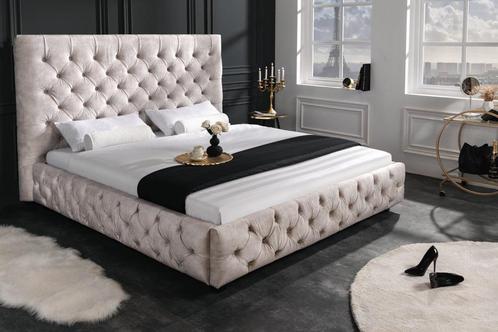 Design tweepersoonsbed PARIS 180x200cm champagne fluweel, Huis en Inrichting, Slaapkamer | Bedden, Ophalen of Verzenden