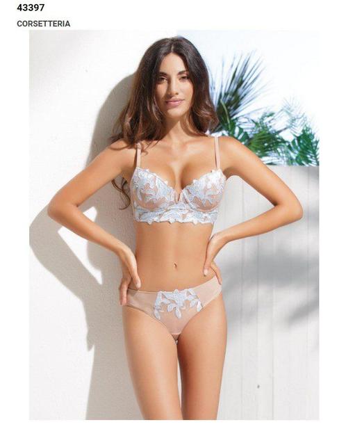 Italiaanse lingerie set met push-up beha satijn en slip TAN, Kleding | Dames, Ondergoed en Lingerie