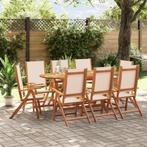 vidaXL 9-delige Tuinset massief acaciahout en textileen, Tuin en Terras, Tuinsets en Loungesets, Nieuw, 8 zitplaatsen, Tuinset