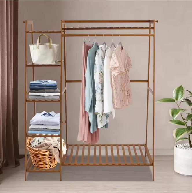 Bamboe Kledingrek met Planken – Open Kledingkast 110×40×140, Kleding | Dames, Kledingrekken, Nieuw, Verzenden